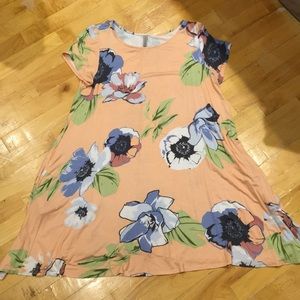 Peach Floral T-shirt Dress